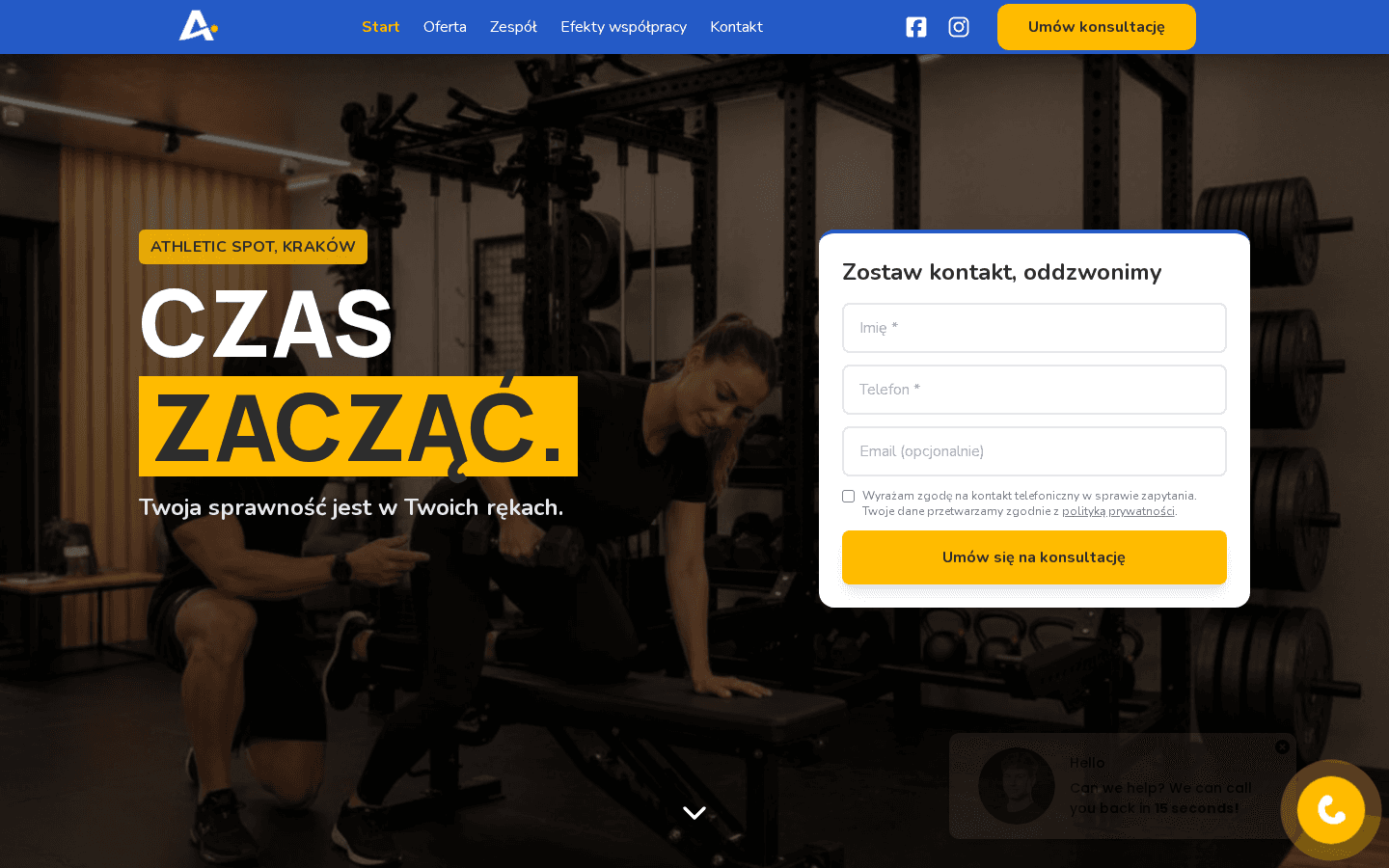 Zrzut ekranu strony Athletic Spot
