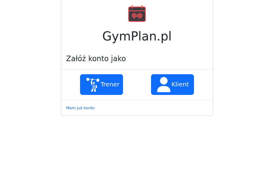 Zrzut ekranu strony GymPlan